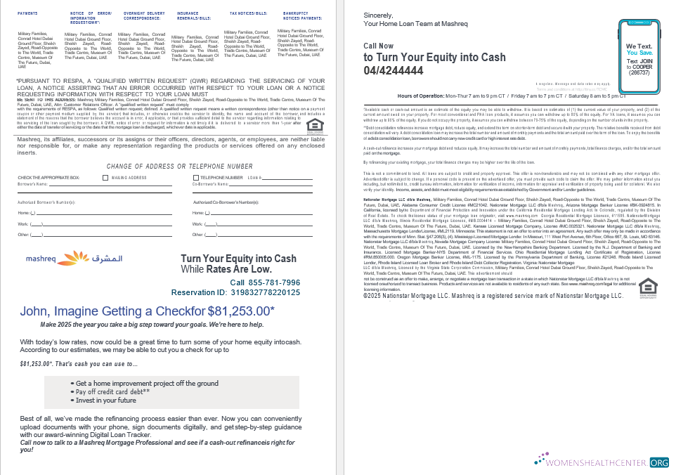 Download UAE Mashreq mortgage loan statement in Word and PDF formats , 4 pages 3 4 Photoshop template